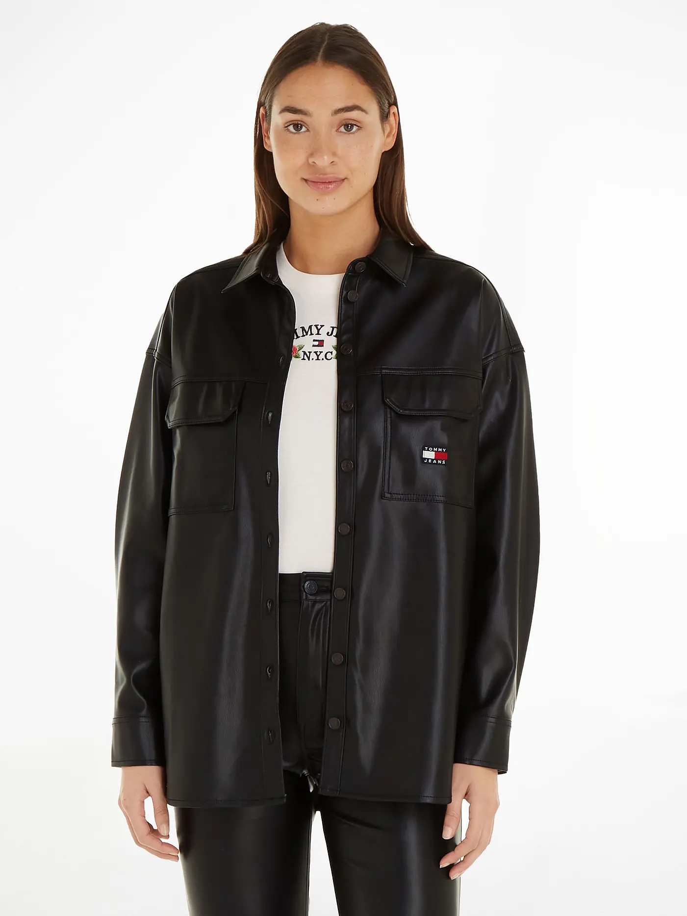 TOMMY JEANS | Overshirt in Lederoptik | 